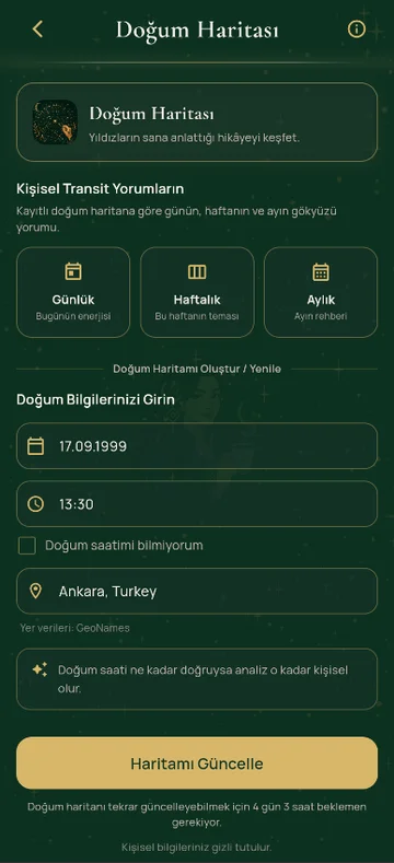 Falım Var doğum haritası: doğum tarihi, saat ve yer alanları